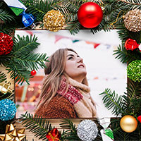 Photo effect - Photo among New Year decorations