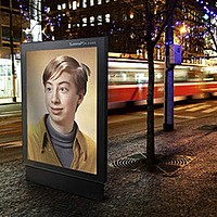 Photo effect - Night tram in the night city