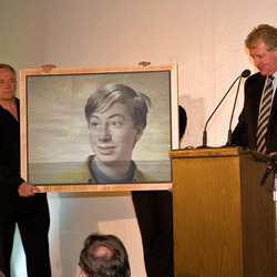 Photo effect - Rare painting is presented at auction