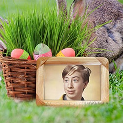 Photo effect - Easter basket with colored eggs