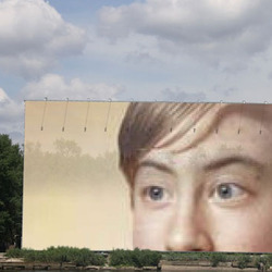 Photo effect - Huge billboard near the lake