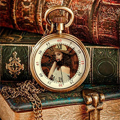 Photo effect - Vintage books with a vintage watch