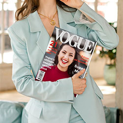 Photo effect - Woman holding Vogue magazine