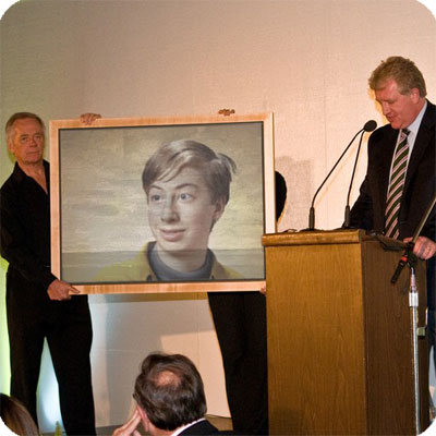 Photo effect - Rare painting is presented at auction