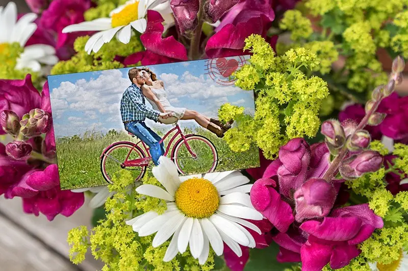 Photo effect - Greeting card with flowers