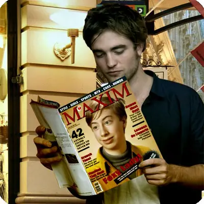 Photo effect - Robert Pattinson reads the magazine
