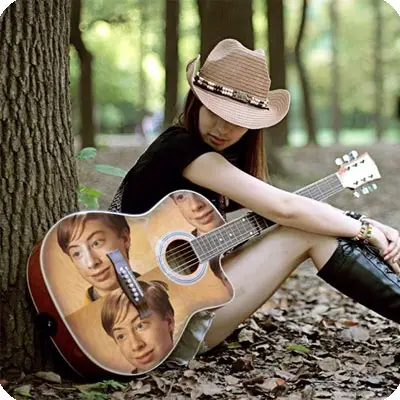 Photo effect - Romantic girl with a guitar