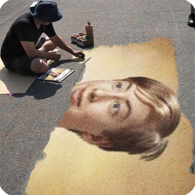 Photo effect - Street art on the road