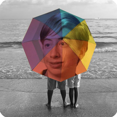 Photo effect - Varicolored umbrella for a couple